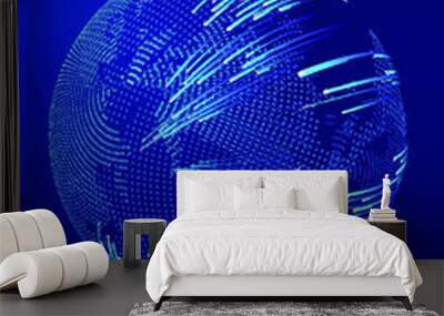 Luminous lines around the dot earth, Internet technology big data. Wall mural