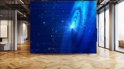 Space blue particle vortex and star ray Internet technology big data background Wall mural