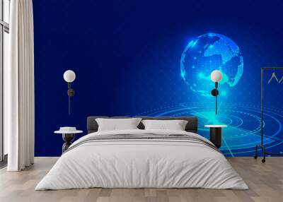 The geoglobe composed of dots and lines, the creative background of international and global Internet science and technology concepts. Wall mural