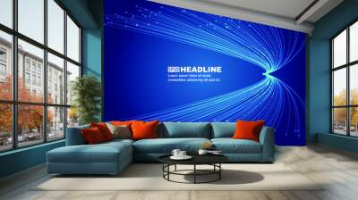 Two blue tech particle lines extending outwards Wall mural