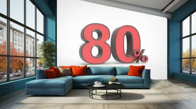 3D rendering of a black and red 80 percent letters Wall mural