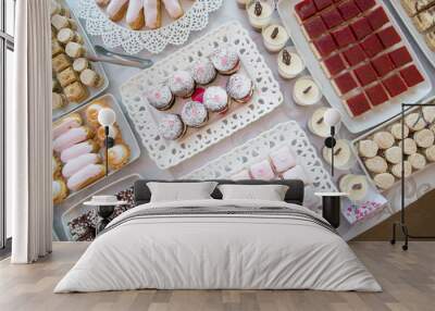 delicious candy bar on white table Wall mural