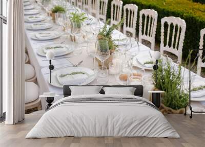 Elegant table setting for wedding at castle Wall mural