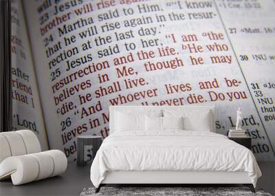 Bible text - I AM THE RESURRECTION AND THE LIFE Wall mural