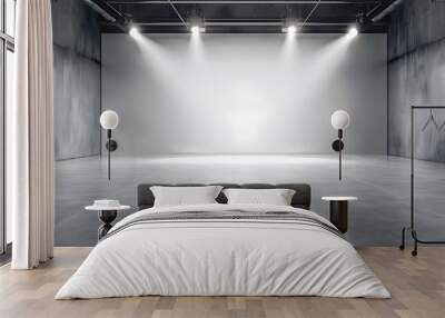 soft gray studio room background grey floor backdrop with spotlight Wall mural