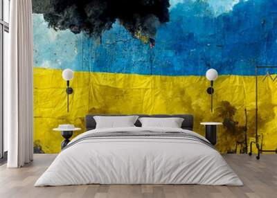 Digital art drawing of the Ukraine and Russia war Wall mural