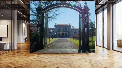 Looking Through a Black Metal Gate out front of Elkins Estate Wall mural