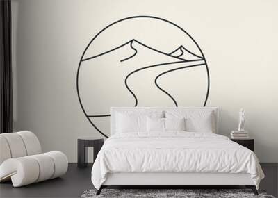 river mountain line art logo design vector. Wall mural