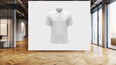 White blank polo shirt mockup with empty space for you logo or design casual fabric fashion outfit template isolated front camera view 3d rendering image Wall mural