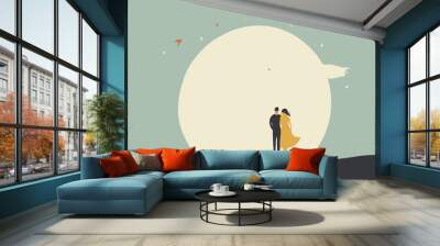 beautiful vector illustration there are two people different ages in love and respect in the simple drawing to imagine incredible, it feels beautiful Wall mural