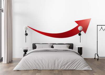 Red curved arrow isolated on transparent background Wall mural