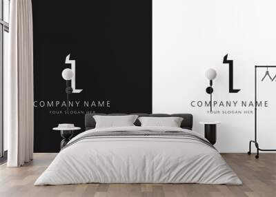 1 logo numbers modern black and white design	 Wall mural