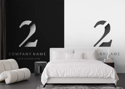 2 logo modern broken design serif number Wall mural