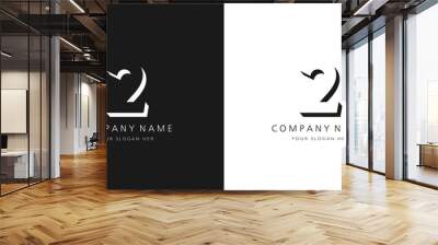 2 logo numbers modern black and white design	 Wall mural