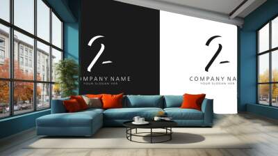 2 logo numbers modern black and white design	 Wall mural