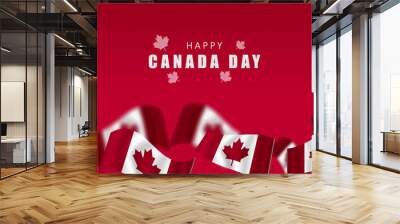 Canada day Vector Illustration, realistic rippling canadian flag - Vektor Wall mural