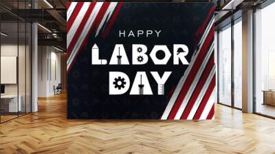 Labor day September 2 background,united states flag, greeting card with brush stroke background in United States national flag colors, modern design vector illustration Wall mural