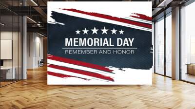 memorial day grunge background,united states flag, with remember and honor posters, modern design vector illustration Wall mural