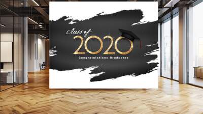 Vector text for graduation gold design, congratulation event, T-shirt, party, high school or college graduate. Lettering Class of 2020 for greeting, invitation card	 Wall mural