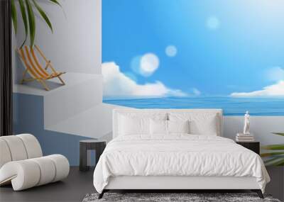 3d beach scene for product display Wall mural