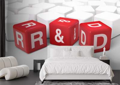 3d dice illustration with word R and D Wall mural