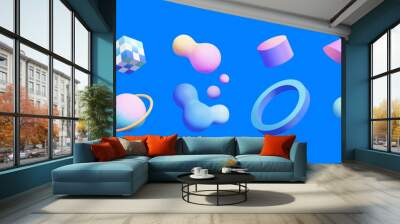 3d gradient geometric shapes Wall mural