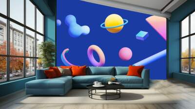 3d gradient geometric shapes Wall mural