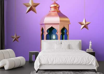 3d Islamic lantern and star decor Wall mural