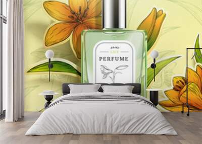 3D lovely lily perfume ad poster Wall mural