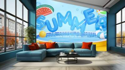 3d summer balloon background Wall mural