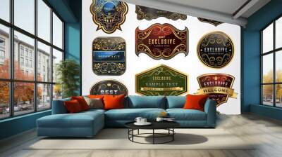 baroque style gold frame labels Wall mural