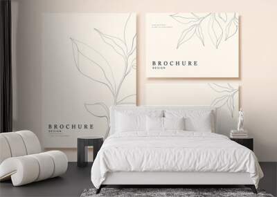 Elegant line style leaf brochure Wall mural