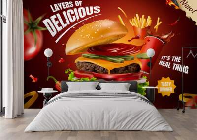 Homemade burger ad Wall mural