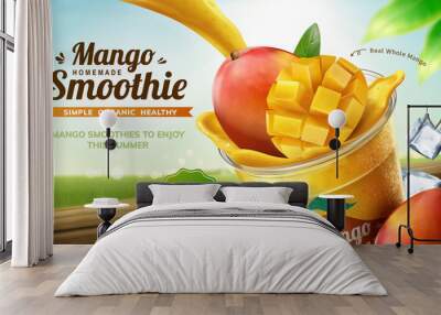 Homemade mango smoothie ads Wall mural