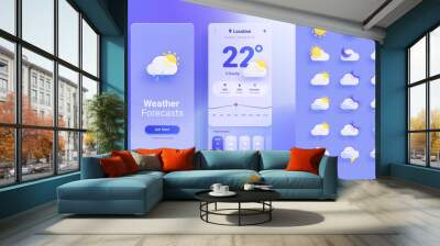 Mobile weather app interface design Wall mural