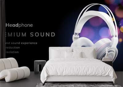 premium white headphone ads Wall mural