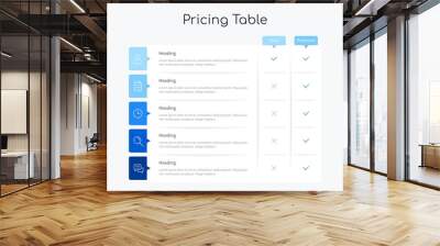 Pricing table infographic design Wall mural