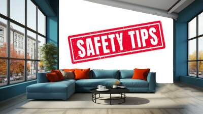 safety tips red stamp style Wall mural