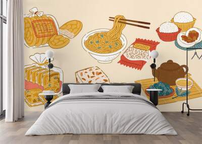 Taiwanese classic snacks and drink Wall mural