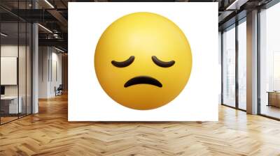 Disappointed face three-dimensional emoji. Despondent emoticon isolated on transparent background. 3D rendering Wall mural