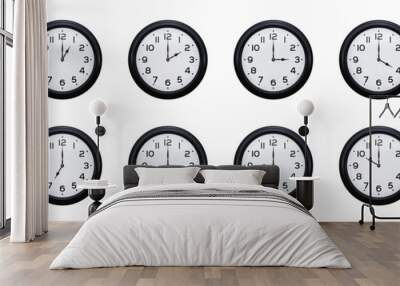 Generic clock displaying time at the top of every hour isolated on transparent background. 3D rendering Wall mural