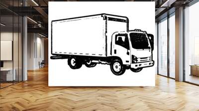 Generic truck retro stencil illustration stamp with distressed grunge texture isolated on transparent background Wall mural