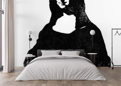 Grunge stencil stamp of Leonardo da Vinci’s Mona Lisa with distressed texture isolated on transparent background Wall mural