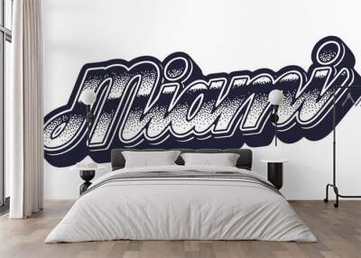 Miami city name in retro three-dimensional graphic style Wall mural