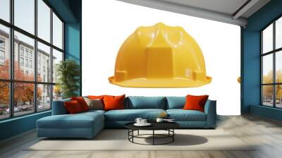 Yellow construction hard hat from different angles isolated on transparent background. 3D rendering Wall mural