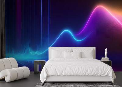 abstract futuristic holographic line technology neon background Wall mural