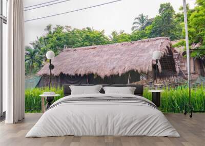 Original village thatched house in Chubao Village, Wuzhishan City, Hainan, China Wall mural