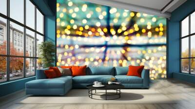 blurred colorful bokeh with glittering shine lights background Wall mural