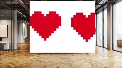 Hearts vector pixel icons isolated elements. Vector illustration. Love symbol isolated  signs. Wall mural