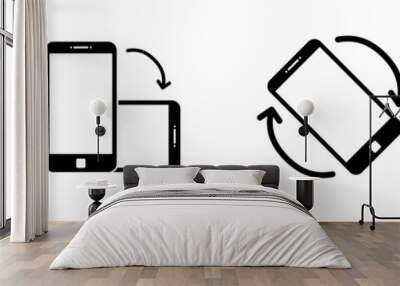 Rotate smartphone icon isolated. Mobile screen rotation. Horisontal or vertical rotation icons. Wall mural